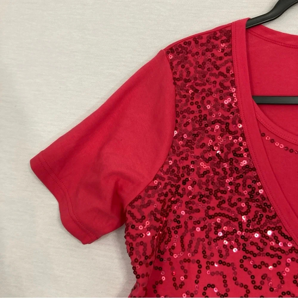 Quacker Factory Red Sequins Evening Layered Stret… - image 3